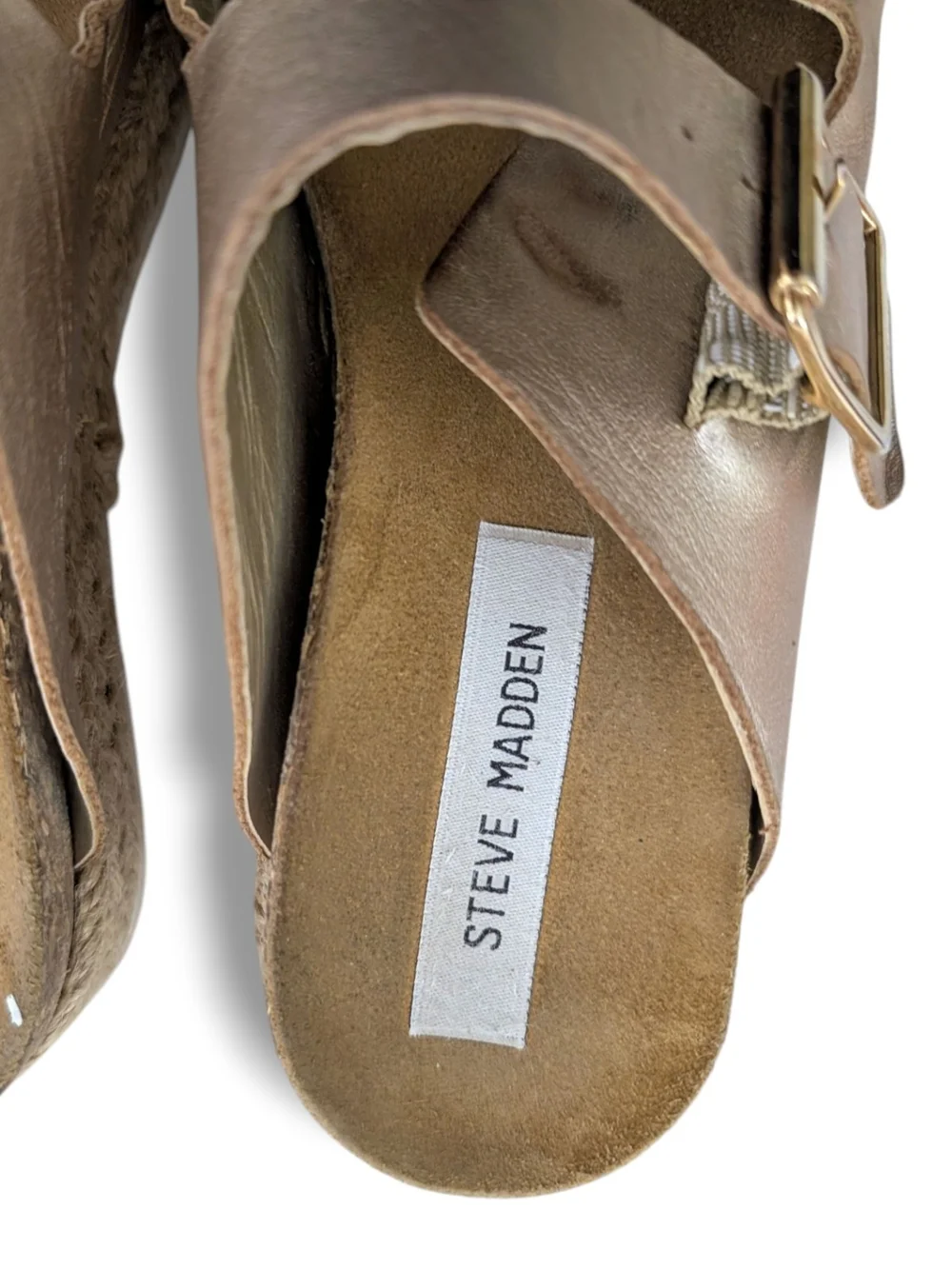 Steve Madden Annika Gold Metallic Leather Espadrille Platform Sandals, Size 7